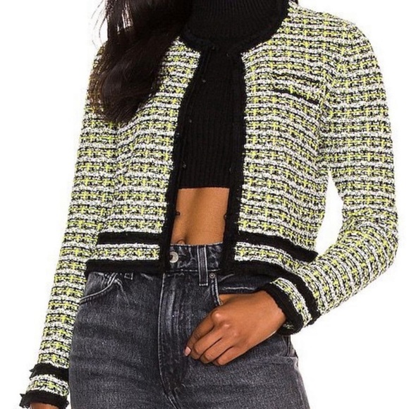 Alice + Olivia Tyler Cropped Texture Cardigan Jacket - Picture 1 of 12